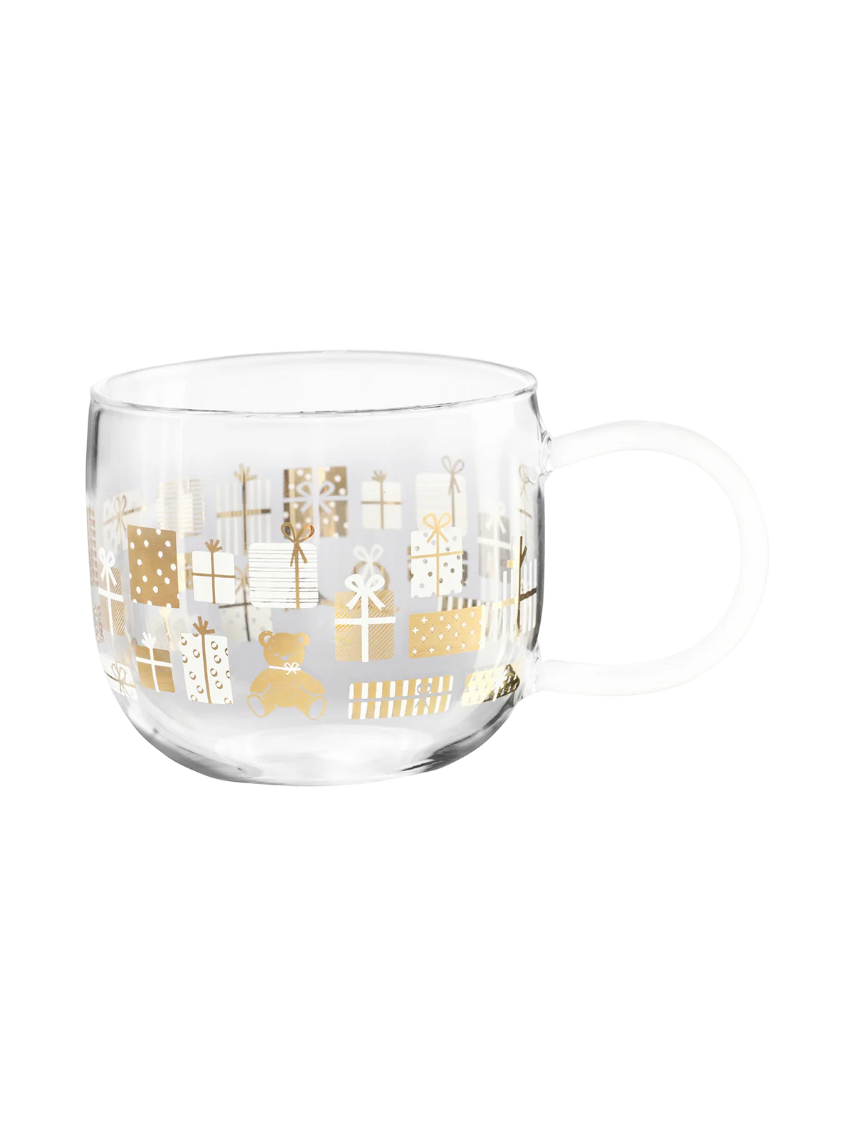 Glas mit Geschenkmotiv