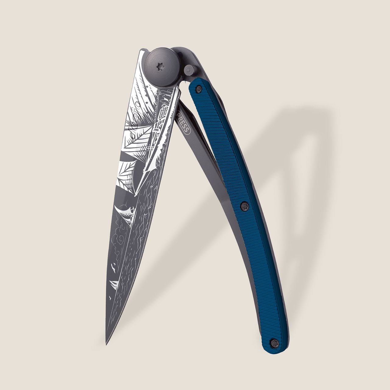 Deejo Taschenmesser 37g Blaues Aluminium Segeln