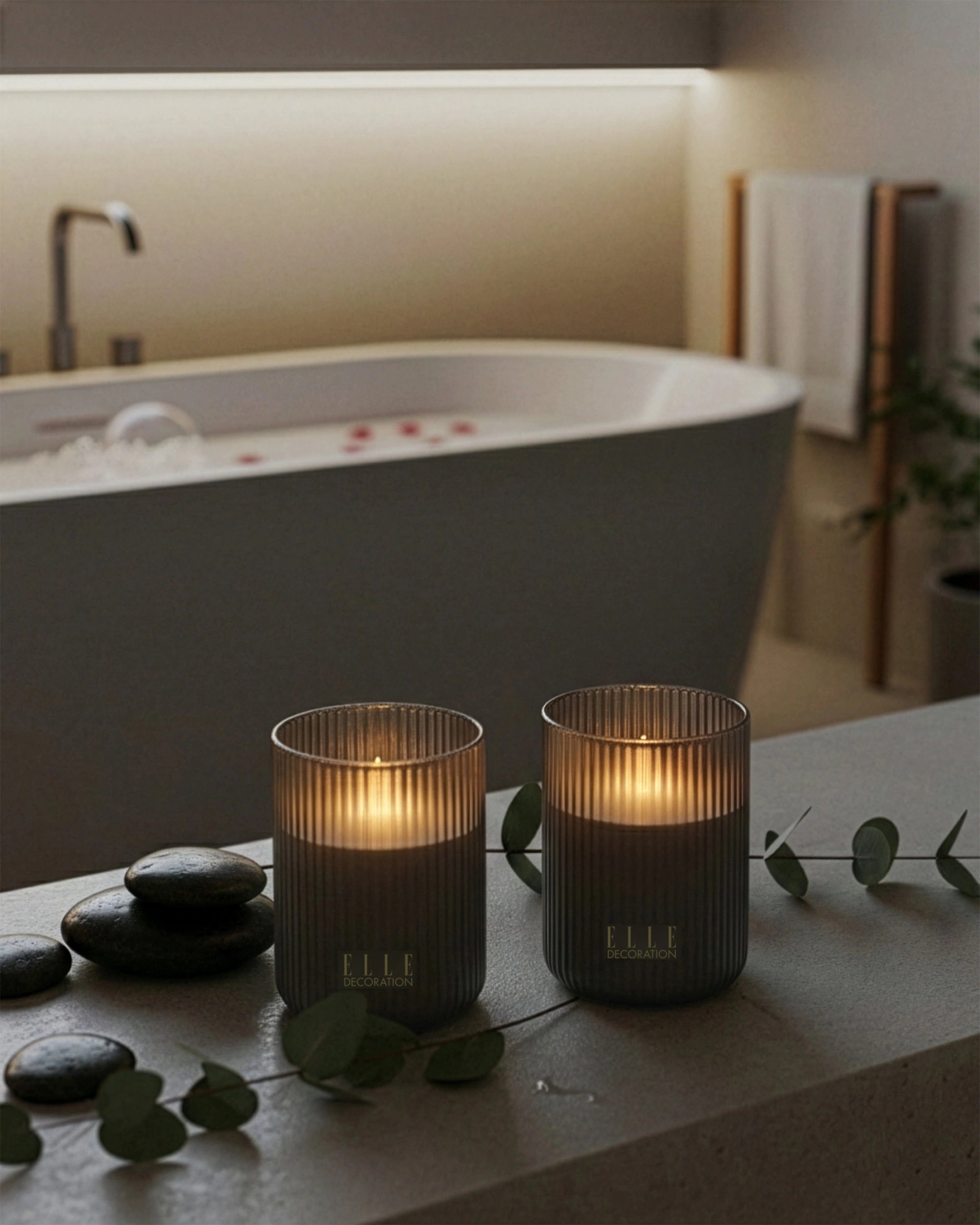 led kerze taupe stimmungsbild