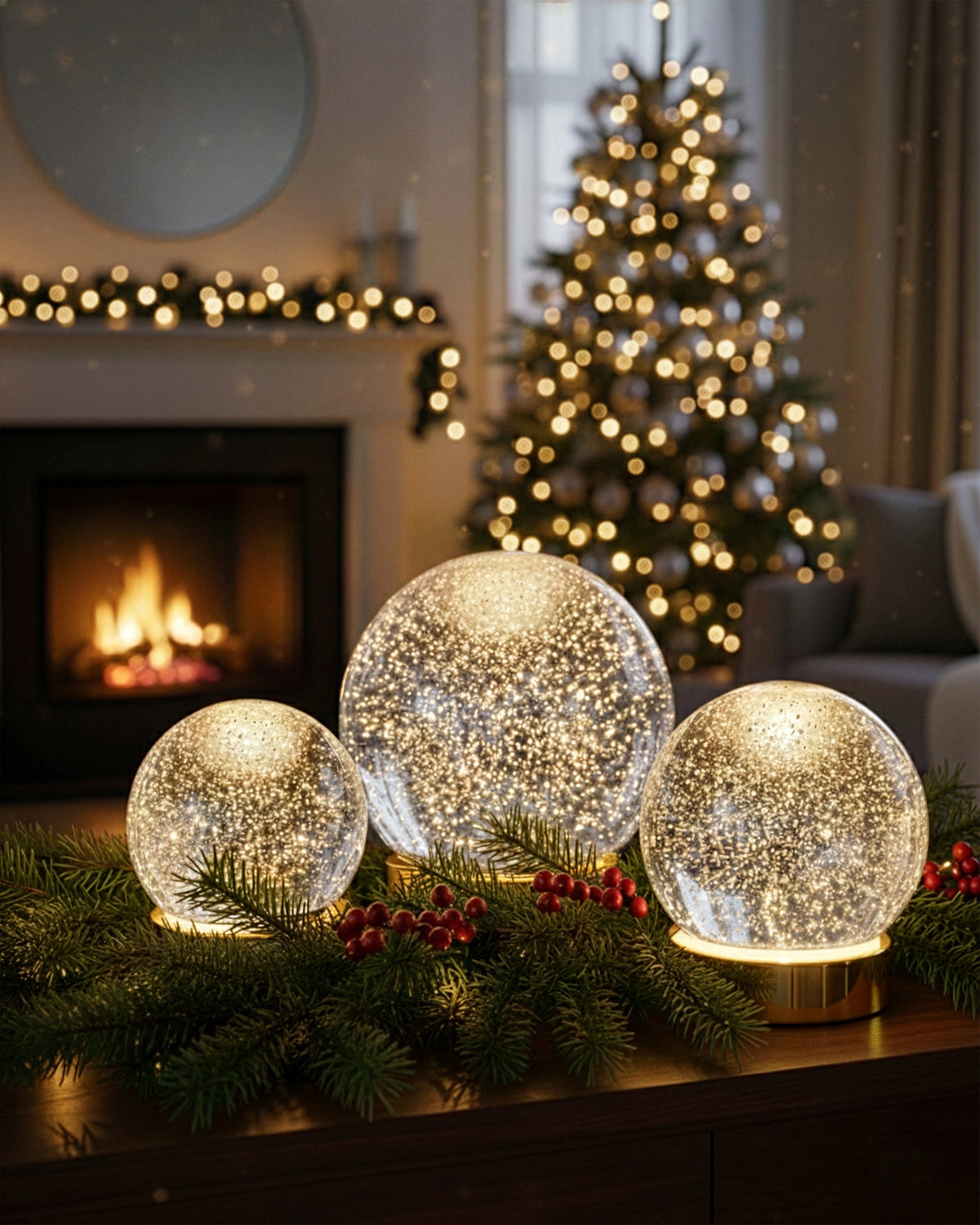 Ki gerneriertes weihnachtsbild mit drei Glamor Bauble in verschiedenen Größen