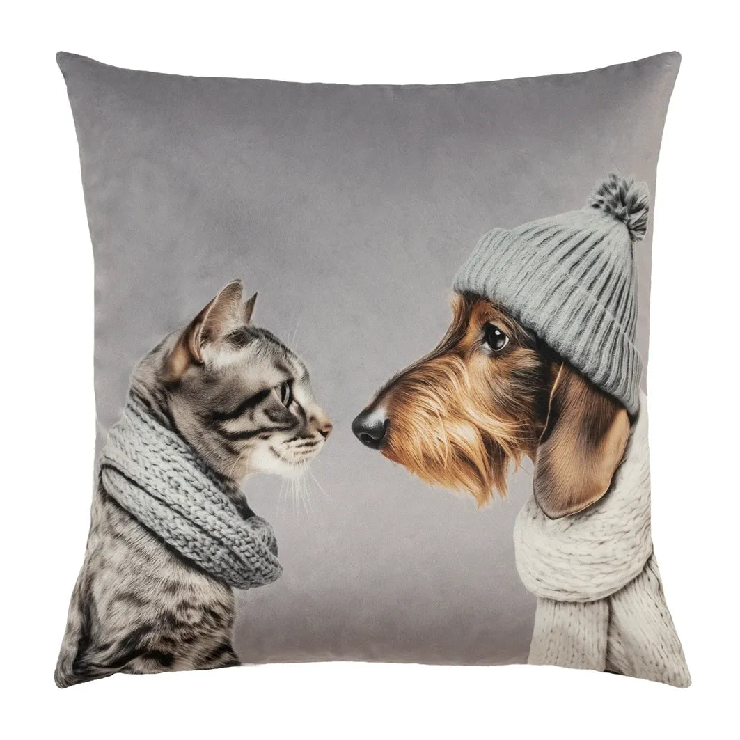 Kissenhülle mit digitaldruck hund und katze