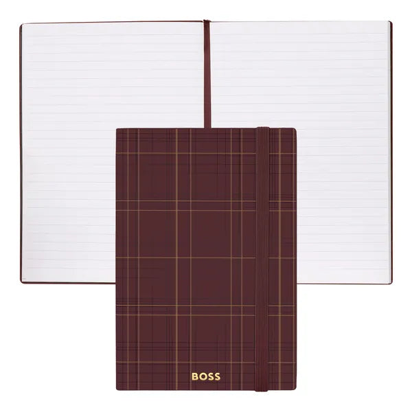 BOSS A5 Notizbuch Checkered Burgundy liniert