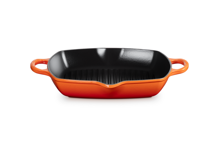 Le Creuset hohe quadratische Grillpfanne ofenrot 30 cm H. 5.8 cm