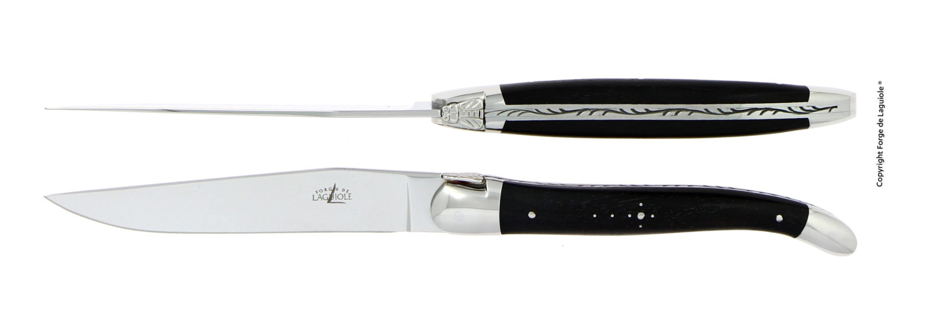 Laguiole 2er Set Tafelmesser Ebenholz