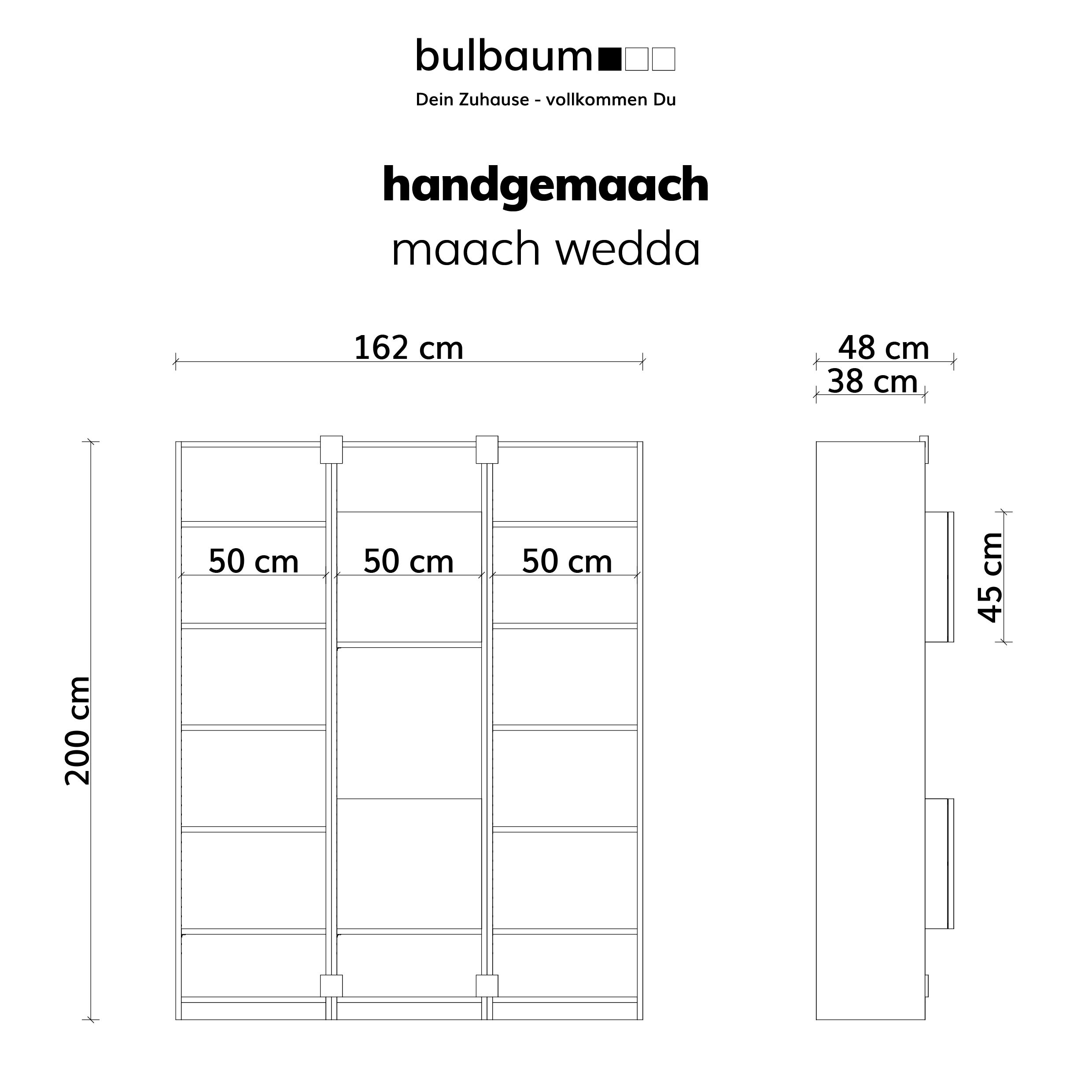 bulbaum "handgemaach" Bücherregal "maach wedda"