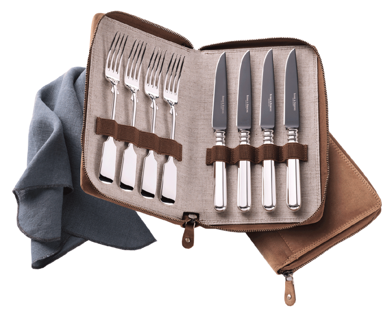 Robbe und Berking Alt SpatenGrillset "Frozen Black" 8tlg 150g massiv versilbert