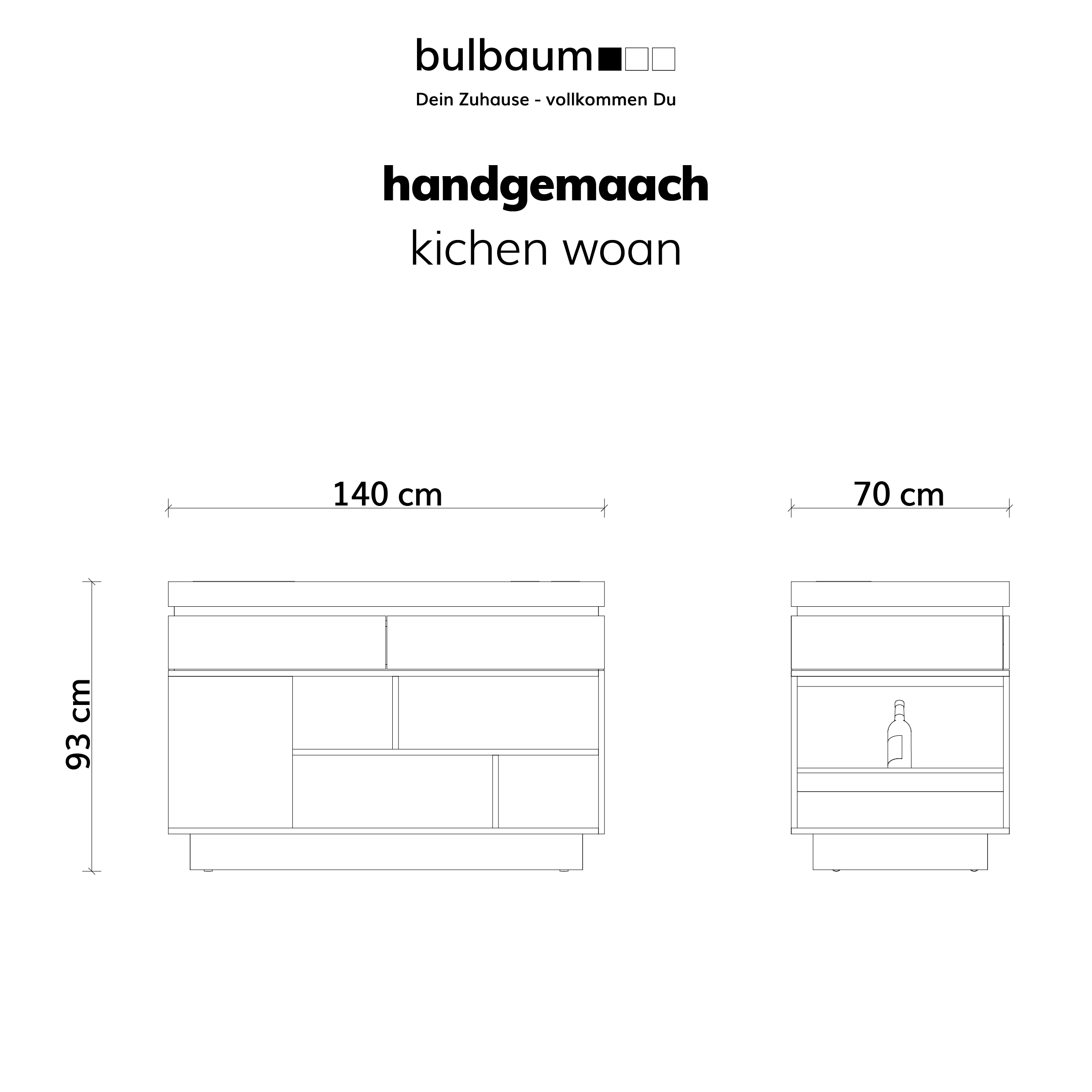 bulbaum "handgemaach" Kücheninsel "kichen woan"