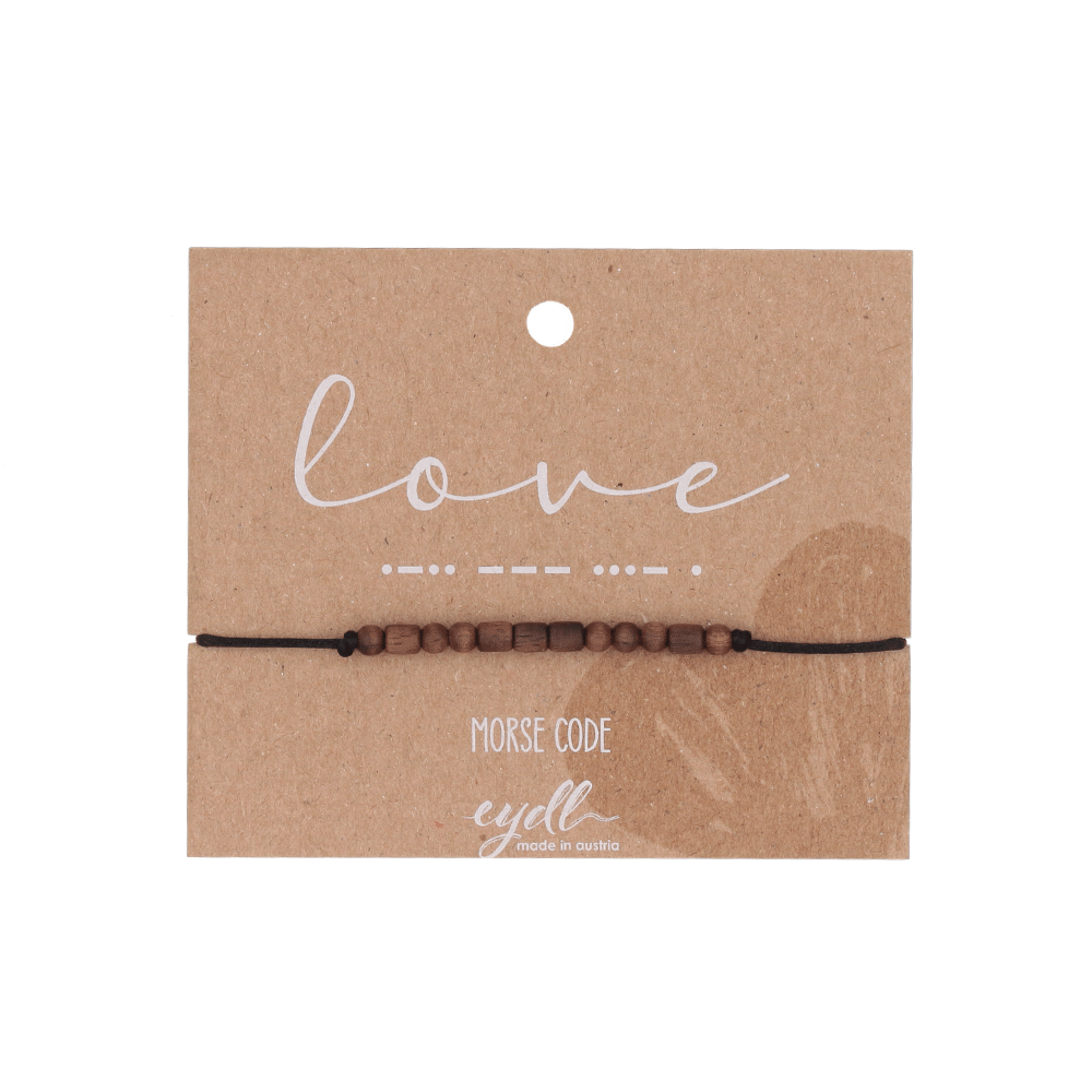 Eydl Morse Code "Love" Armband schwarz Nussholz