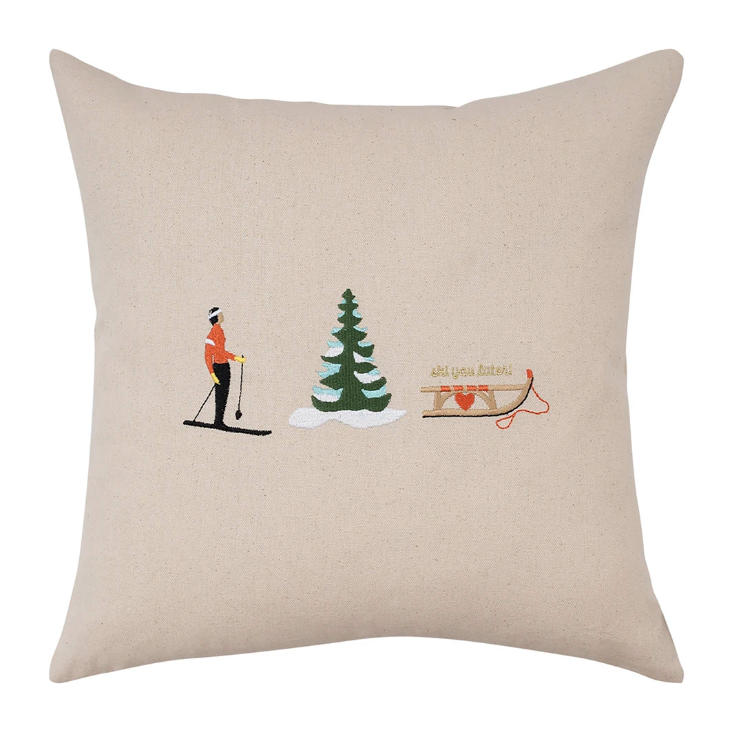 Kissenhülle mit winterlicher Stickerei