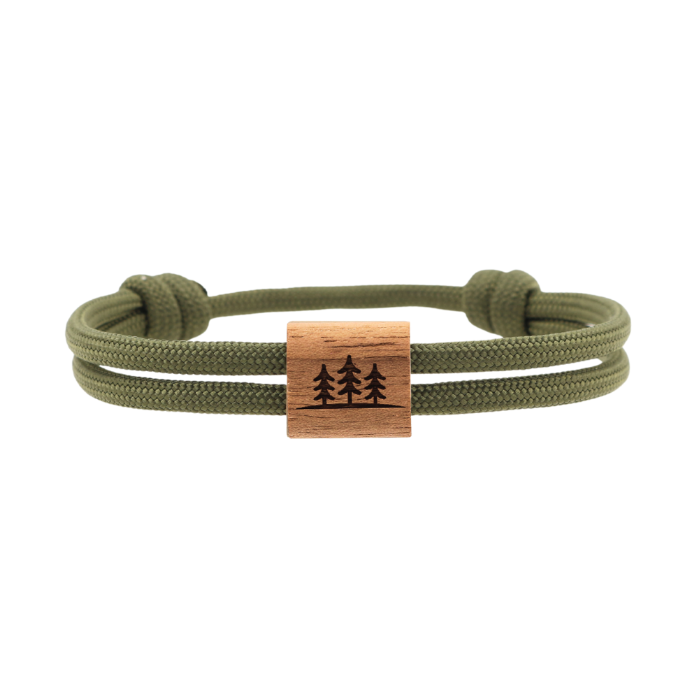 Edyl Kona "Bäume" Armband Paracord Olivgrün